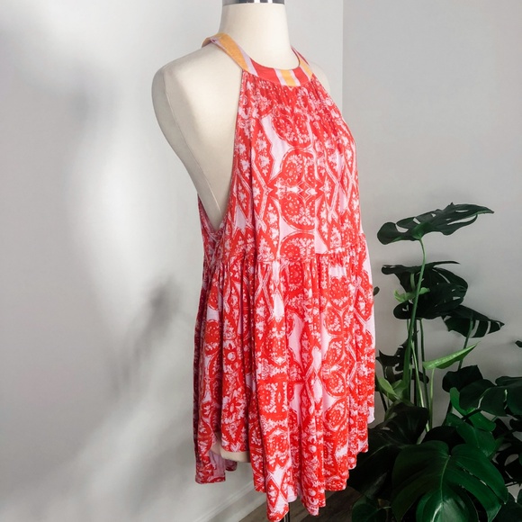 NEW Free People Mimi boho tunic orange halter tank - Picture 3 of 8